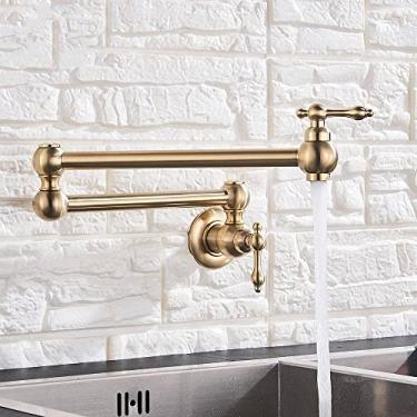 Imagem de Torneira de parede preta cromada única torneira de água fria 360 bico giratório torneira de lavagem dobrável pescoço torneira da cozinha do banheiro, A1