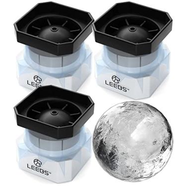 Imagem de Molde para fazer bolas de gelo de silicone para freezer, pacote com 3 para bolas de gelo redondas grandes de uísque – Bourbon, uísque, antiquado, bebidas de coquetel – por LEEBS