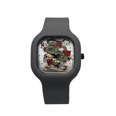 Imagem de Relogio Be Watch Caveira Pulseira Silicone Cinza