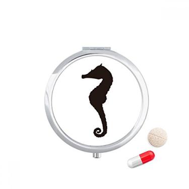 Imagem de Caixa de comprimidos para hipopótamo preto com contorno da vida marinha e compartimento para armazenamento de medicamentos