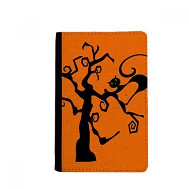 Imagem de Porta-passaporte laranja com árvore de gato Halloween Hallowmas porta-cartões Notecase Burse