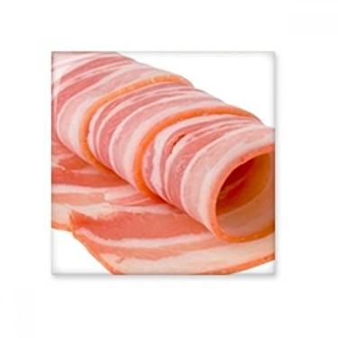 Imagem de Azulejo de cerâmica brilhante com textura de alimentos de carne crua de rolo, pedra adornada de tijolo esmaltado