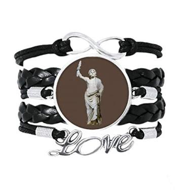 Imagem de OFFbb-USA Pulseira de escultura Idol Stue Thunder Love Acessório de couro torcido para presente