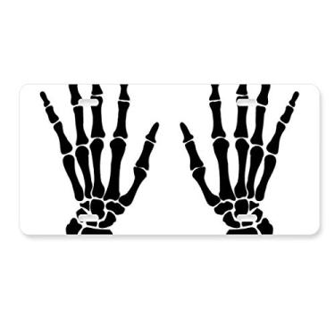 Imagem de DIYthinker Placa de licença esqueleto osso humano mão preta padrão placa decoração aço inoxidável automóvel etiqueta