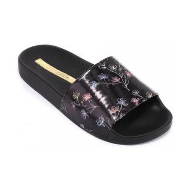 Imagem de Chinelo Slide Feminino Preto Multicor - Moleca