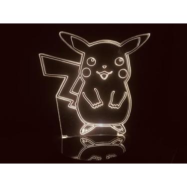 Imagem de Luminária Led 3D Pikachu Pokemon Acrílico Abajur - Geeknario