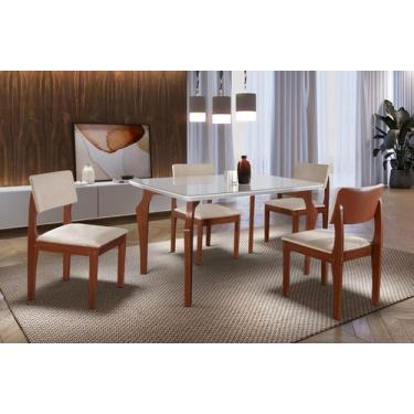 Imagem de Sala De Jantar Completa Com 4 Cadeiras 1,35X0,90 - Turim - Lj Móveis