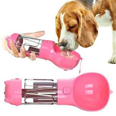 Imagem de NALEINING Garrafa de água para animais de estimação, copo de água multifuncional, dispensador de água para cães, alimentador portátil de água para filhotes (rosa 300ml)