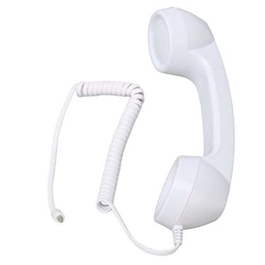 Imagem de Aparelho de Telefone retrô, Receptor de Telefone, Receptor de Celular Portátil à Prova de Radiação Multifuncional Com Plugue de Som de 3,5 Mm para Telefones Celulares, Computadores (Branco)