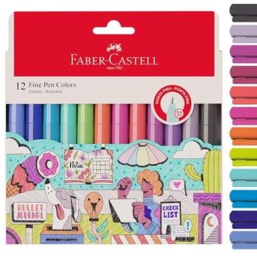 Imagem de Caneta Faber Castell Fine Pen Colors 12 Cores Ponta 0.4 - Material Esc