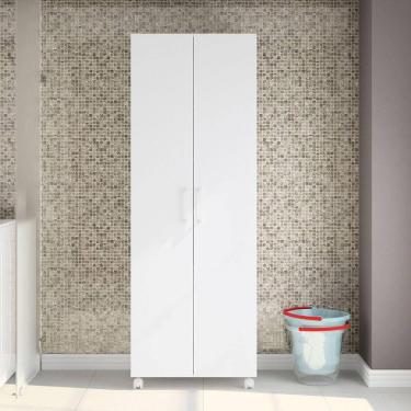 Imagem de Armário Multiuso 2 Portas 4 Prateleiras com Espaço para Vassoura Clean Branco