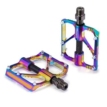 Imagem de Pedal de bicicleta Tubo de eixo de carbono 3 Pedal de rolamento Liga de Alumínio CNC Acessórios Antiderrapantes Mountain Bike Pedal colorido (para bicicleta de estrada)