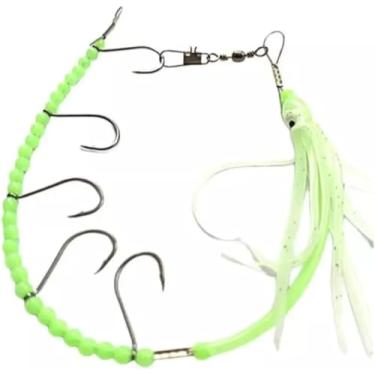 Imagem de Chicote Com Isca Artificial Lula com 5 Anzóis Completo Luminoso Brilha Escuro 1 unidade