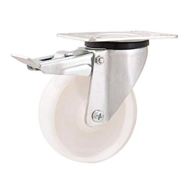 Imagem de Rodízio Giratório 5", De Nylon, Branco, Com Freio, Vonder.