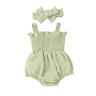 Imagem de Macacão infantil para meninos e meninas, sem mangas, macaquinhos para recém-nascidos, roupas de coelho (verde, 12 a 18 meses)