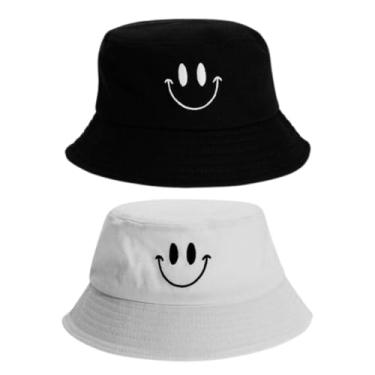 Imagem de Chapéu Bucket Hat Boné Feminino Bordado Sorriso Branco