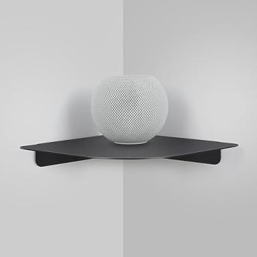 Imagem de aplslpa Prateleira de canto flutuante de 20 cm, suporte de parede de metal para armazenamento de parede, para casa inteligente, alto-falantes, roteador de Internet, câmera de segurança - para