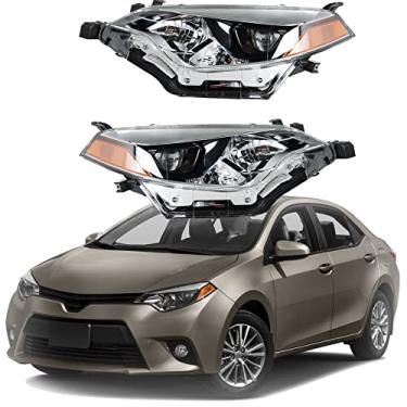 Imagem de munirater Faróis do lado do motorista e do passageiro substituição do conjunto de faróis de halogênio para Corolla 2014 2015 2016 Par de faróis do lado esquerdo e direito