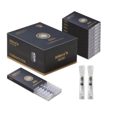 Imagem de ZOBO Filtros de cigarro descartáveis com filtro de turbina, 25 camadas de filtragem múltipla para reduzir manchas de alcatrão e fumaça (100 por pacote) Design elegante, adequado para cigarros grossos,