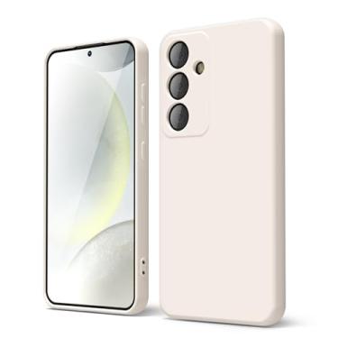 Imagem de oakxco Capa para celular Samsung Galaxy S24 Plus de silicone líquido, fina e fina borracha macia gel TPU capa simples simples para mulheres meninas fofas, cor sólida fosca, bege creme