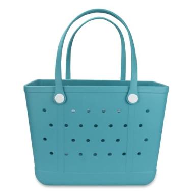 Imagem de UeKeKicg Bolsa de praia grande de borracha, impermeável, lavável, aberta para mulheres, bolsa de crocodilo, bolsa de mão para praia, piscina, ioga, Azul-celeste grande, X-Large, Sacolas de Viagem