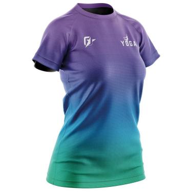 Imagem de Camiseta Baby Look Feminina Yoga Gradiente Tie Dye Uva Ciano-Feminino