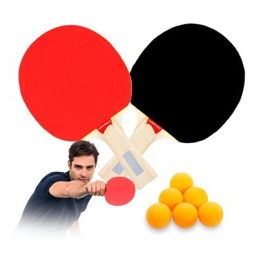 Imagem de Kit tênis mesa profissional ping pong 2 raquetes 6 bolas ABS-Unissex