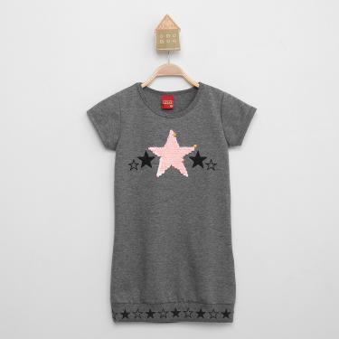Imagem de Vestido Infantil Kily T-Shirt Estrela Paetê-Feminino
