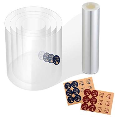 Imagem de Colares de bolo 25,4 x 1,007 cm Rolos de colar de bolo de acetato transparente, folhas de acetato de bolos de mousse transparentes para assar, decoração de bolos, decoração de borda circundante + bônus com adesivos delicados