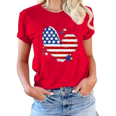 Imagem de Ykomow Camiseta feminina She is a Good Girl Loves Her Mama Loves Jesus & America Too (azul, GG), Vermelho - 3, G