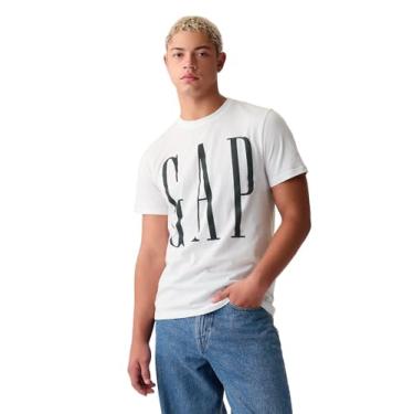 Imagem de GAP Camiseta masculina com logotipo macio para uso diário, Branco 1, G