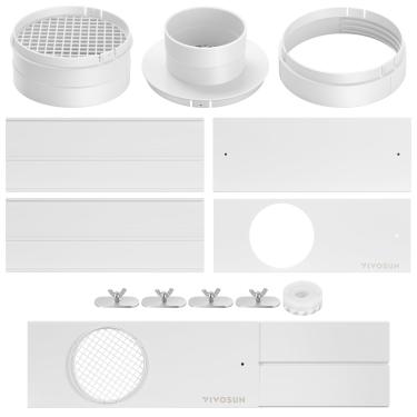 Imagem de VIVOSUN Kit de ventilação de janela, kit de vedação de janela CA portátil, adequado para dutos de 10 cm/15 cm e mangueira de 15 cm para janela deslizante, kit de ventilação CA ajustável para