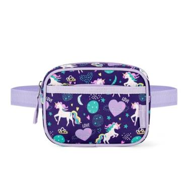 Imagem de Choco Mocha Pochete infantil para meninas, pochete infantil de 2 a 4 anos, bolsa de cinto para meninas pequenas, Unicórnio-roxo, One Size, Unicórnio-roxo