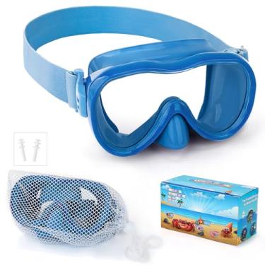 Imagem de Óculos de natação para crianças, óculos de mergulho antivazamento com capa de nariz e alça de tecido elástico, óculos de natação com proteção UV para crianças, meninos, meninas