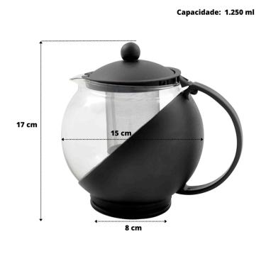 Imagem de Bule para chá de vidro e plástico com infusor interno 1250ml