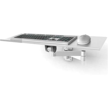 Imagem de Bandeja de teclado de alumínio ajustável de parede mouse teclado plataforma economia de espaço telescópico suporte de teclado de parede