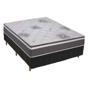 Imagem de  Cama Box Casal: Colchão Espuma D33 Polar Pérola Premium + Base CRC Rústico Gray(138x188)