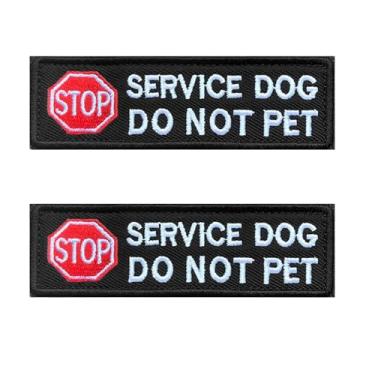 Imagem de Pacote com 2 adesivos de sinalização de parada, adesivo de cão de serviço não animal de estimação, adesivo de moral engraçado, adesivo moral, adesivo militar, gancho e laço, emblema bordado para cães
