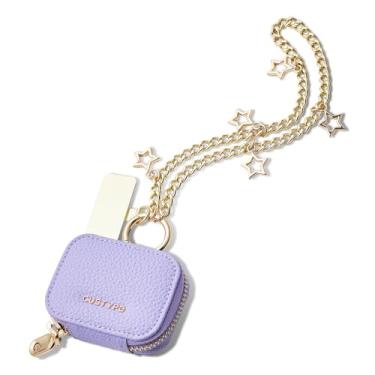 Imagem de Custype Capa para Airpods com chaveiro, alça de pingente de telefone com corrente dourada para mulheres, capa de fone de ouvido compatível com Apple AirPods Pro 2ª/3ª geração (roxo)