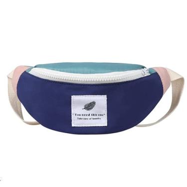 Imagem de Pochete infantil de lona ajustável, bolsa tiracolo pequena para meninos e meninas, Azul marinho, one size