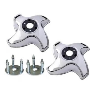 Imagem de 2 Calota 4 Pontas Aro 16 17,5 Metal Caminhao Rodoar + Suporte - TOP-AR