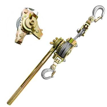 Imagem de YATOINTO Extrator de guincho Come Along Extrator de guincho de 2 toneladas com 2 ganchos Ferramenta de corda dupla 2,5 m Extrator manual resistente 1,995 kg para levantamento de puxão