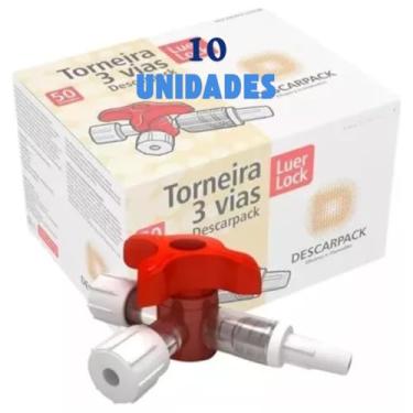 Imagem de Torneira de 3 vias Luer Lock Descarpack caixa com 10 unidades