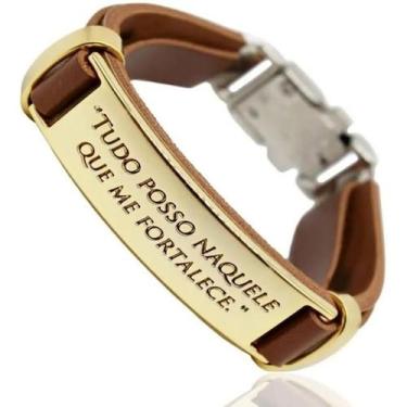 Imagem de Pulseiras Bracelete Masculino Feminino  Aço Inox Folheado ouro 18k Tud