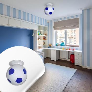 Imagem de Plafonier Bola De Futebol Para Quarto Infantil 20x20 Azul - CAFGLASS, 