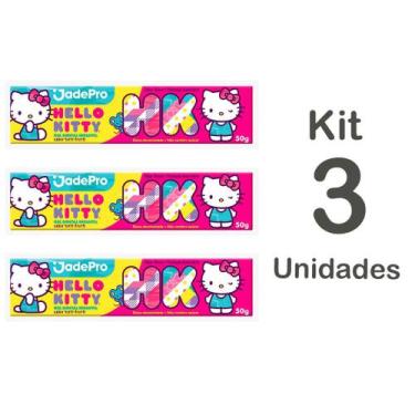 Imagem de Kit com 3un Pasta de Dente Infantil Hello Kitty 50Gr Sem açúcar - JADE
