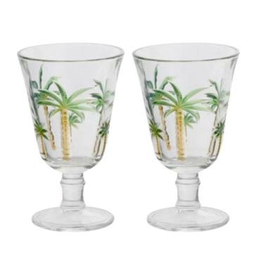 Imagem de Jogo 2 Taças de Cristal Palm Hand Tree Coqueiro Transparente para Água