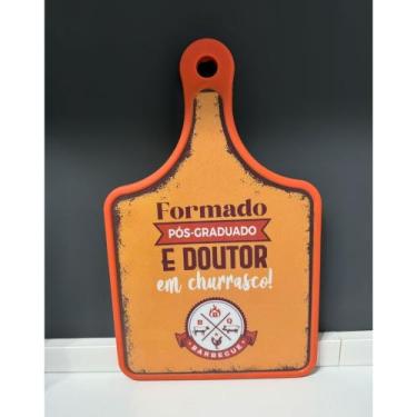 Imagem de Tabua de Corte Com Cabo Laranja Dr em Churrasco 30cm x 19cm - JW SHOP