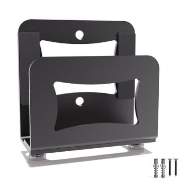 Imagem de Yuleimy Suporte de parede ajustável para roteador/caixa de cabo/Apple TV/Roku/Fire TV - Suporte universal de metal com fita adesiva e parafusos, design oculto que economiza espaço (dispositivos de