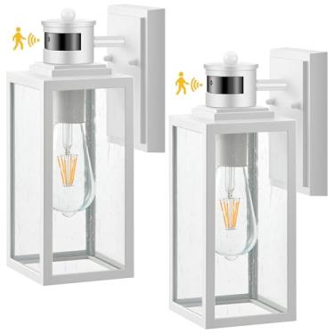 Imagem de VIANIS Luz de Varanda com Sensor de Movimento de 2 Pacotes, Luminárias de Garagem Ao Ar Livre, Montagem Na Parede, Luzes Led Externas Brancas para Casa, Arandelas Externas do Crepúsculo Ao Amanhecer,